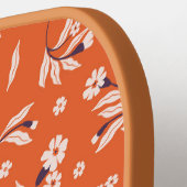 Bloemen Monogrammed Initialen Sinaasappel & Roze Pickleball Paddle (Links Detail)