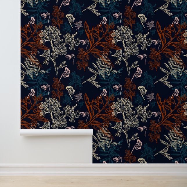 Bloemen mooi patroon behang (Applicatie)