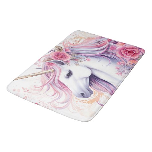 Bloemen Mooie Eenhoorn Badmat (Gekanteld)