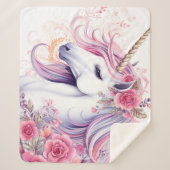 Bloemen Mooie Eenhoorn Sherpa Deken (Voorkant)