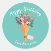 bloemen mooie verjaardagsgeschenk ronde sticker (Voorkant)