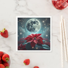 Bloemen Moonlight Poinsettia Feestelijke decoupage Servet