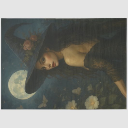 Bloemen Moonlight Witch Gothic Halloween Decoupage Tissuepapier (Voorkant)