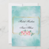 Bloemen Moskee Goud Blauw Islamitische Moslim brui Kaart (Achterkant)