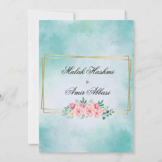 Bloemen Moskee Goud Blauw Islamitische Moslim brui Kaart (Achterkant)