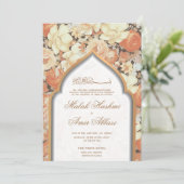 Bloemen & Moskee Islamitisch Moslim Bruiloft Kaart (Staand voorkant)