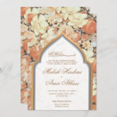Bloemen & Moskee Islamitisch Moslim Bruiloft Kaart (Voorkant / Achterkant)