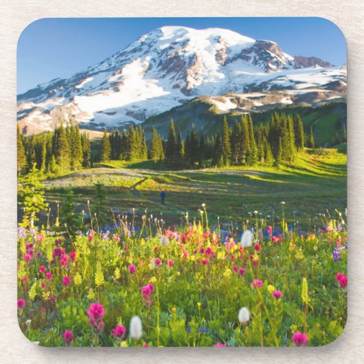 Bloemen | Mt. Rainier Wildbloemen Bier Onderzetter (Voorkant)