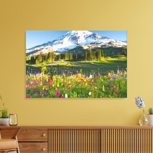 Bloemen | Mt. Rainier Wildbloemen Canvas Afdruk (Insitu (Woonkamer))