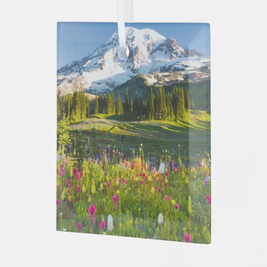 Bloemen | Mt. Rainier Wildbloemen Glas Ornament (Voorkant links)