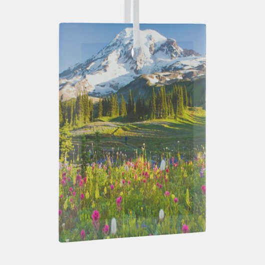 Bloemen | Mt. Rainier Wildbloemen Glas Ornament (Voorkant Rechts)