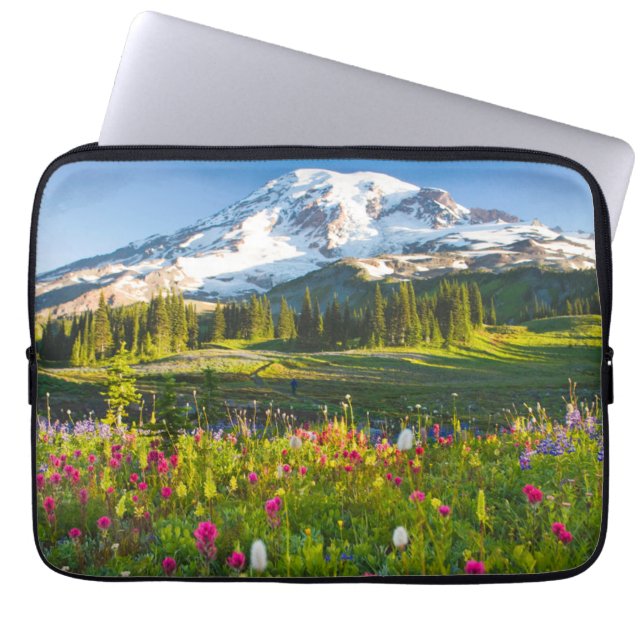 Bloemen | Mt. Rainier Wildbloemen Laptop Sleeve (Voorkant)