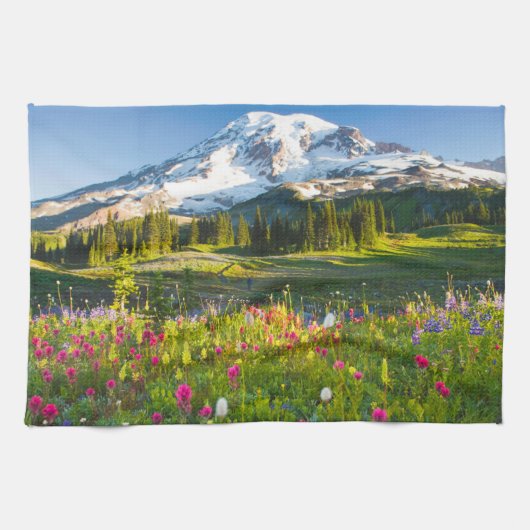 Bloemen | Mt. Rainier Wildbloemen Theedoek (Horizontaal)