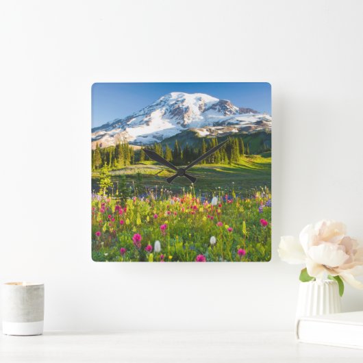 Bloemen | Mt. Rainier Wildbloemen Vierkante Klok (Huis)