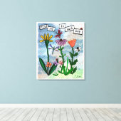 Bloemen, muzieknoten en Joy Artwork Canvas Afdruk (Insitu (Houten vloer))
