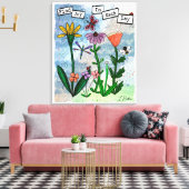 Bloemen, muzieknoten en Joy Artwork Canvas Afdruk (Insitu (Woonkamer))