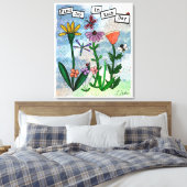 Bloemen, muzieknoten en Joy Artwork Canvas Afdruk (Insitu (Slaapkamer))