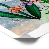 Bloemen, muzieknoten en Joy Artwork Poster (Hoek)