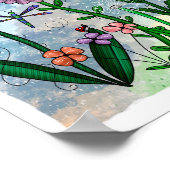 Bloemen, muzieknoten en Joy Artwork Poster (Hoek)