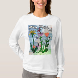 Bloemen Muzieknoten en Joy Artwork T-shirt