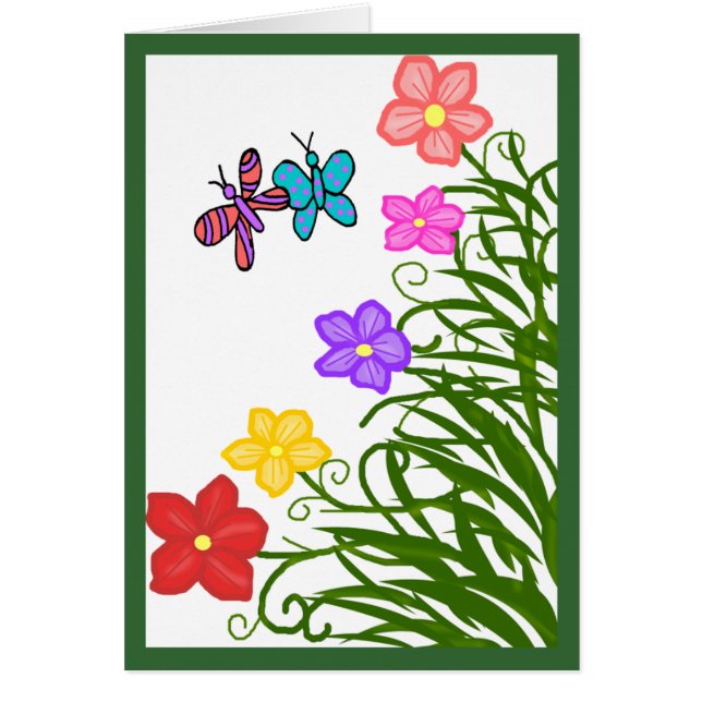Bloemen N Butterflies blanco kaart (Voorkant)