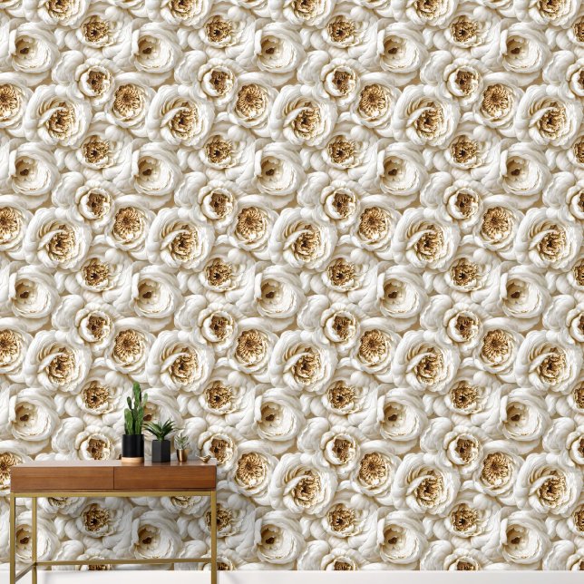 Bloemen naadloos patroon 3D pioen luxe elegant Behang (Hal)