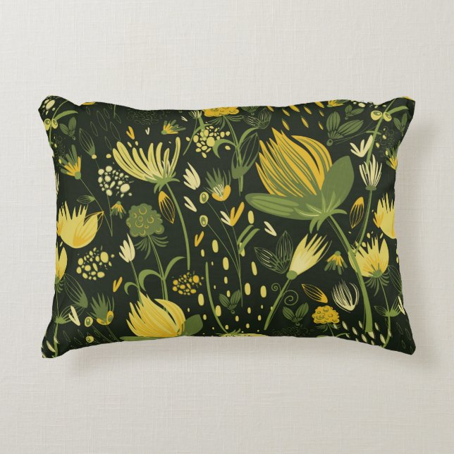 Bloemen naadloos patroon accent kussen (Voorkant)