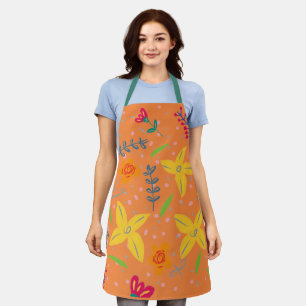 Bloemen Naadloos Patroon & Bladeren Schort