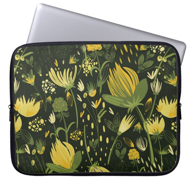 Bloemen naadloos patroon laptop sleeve (Voorkant)