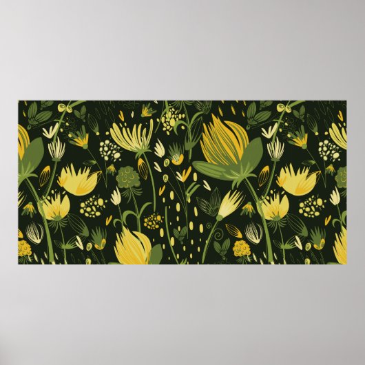 Bloemen naadloos patroon poster (Voorkant)
