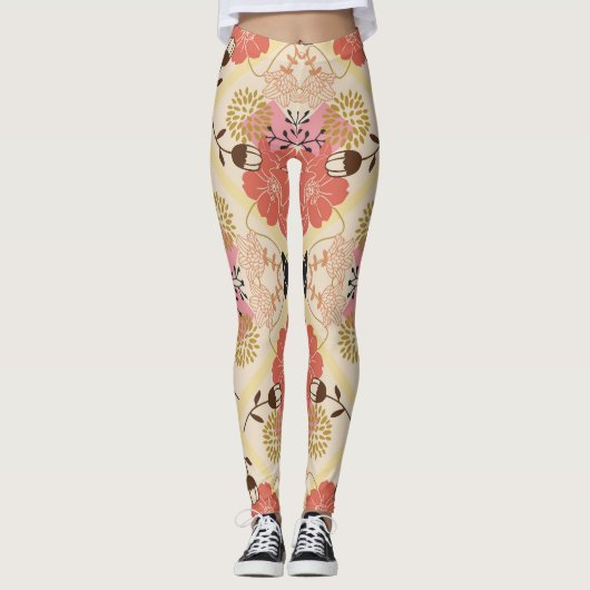 Bloemen naadloos patroonontwerp. leggings (Voorkant)