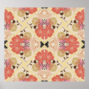 Bloemen naadloos  patroonontwerp. poster
