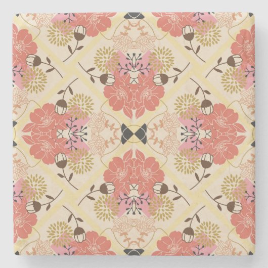 Bloemen naadloos  patroonontwerp. stenen onderzetter (Voorkant)