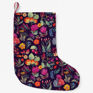 Bloemen naadloze decoratieve patroonkaart i kleine kerstsok