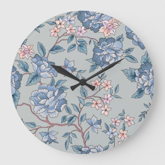 Bloemen naadloze, siertuin achtergrond grote klok (Voorkant)