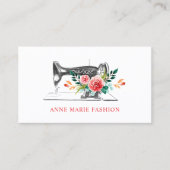  Bloemen Naaimachine Couture Dressmaker Visitekaartje (Voorkant)