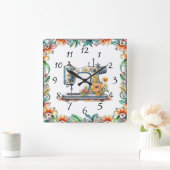  Bloemen  Naaimachine en Bloemen Vierkante Klok (Huis)