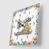  Bloemen  Naaimachine en Bloemen Vierkante Klok (Hoek)