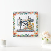 Bloemen  Naaimachine en Bloemen Vierkante Klok (Huis)