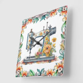 Bloemen  Naaimachine en Bloemen Vierkante Klok (Hoek)
