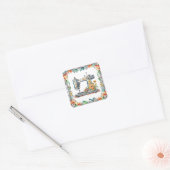 Bloemen Naaimachine en Bloemen Vierkante Sticker (Envelop)
