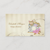 Bloemen naaimachine kat visitekaartje (Voorkant)