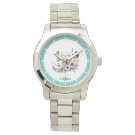  Bloemen Naaimachine Monogrammed Naam Horloge