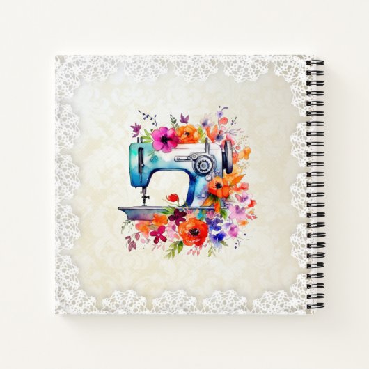 Bloemen  naaimachine notitieboek (Achterkant)