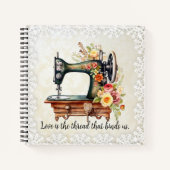 Bloemen  naaimachine notitieboek (Voorkant)