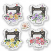 Bloemen  naaimachines Sticker set (Voorkant)