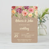 Bloemen Naakt Waterverf bruiloft uitnodiging (Staand voorkant)