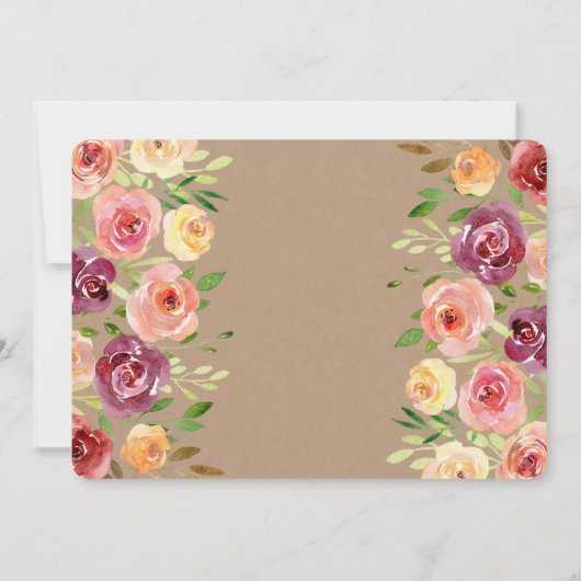 Bloemen Naakt Waterverf bruiloft uitnodiging (Achterkant)