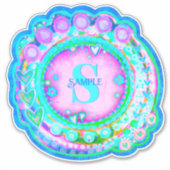 Bloemen Naam Initiaal Inspirivity Sticker (Voorkant)