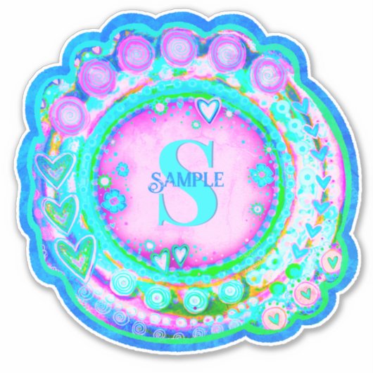  Bloemen Naam Initiaal Inspirivity Sticker (Voorkant)